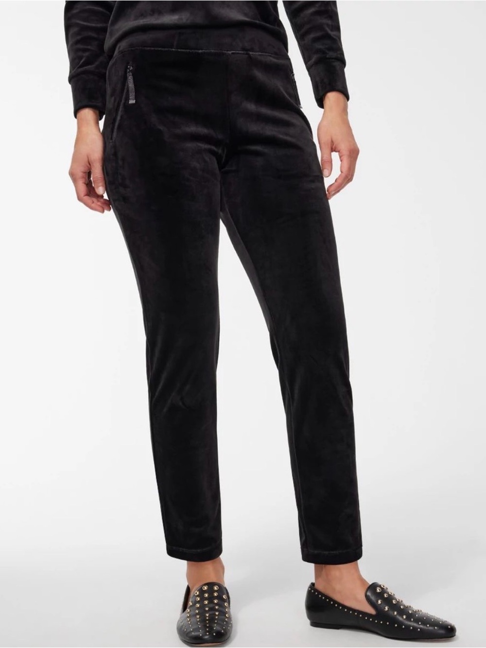 NWT Chico’s Zenergy Velour Zip Pocket Pants in Black - Size 3 (XL - 16,18)
